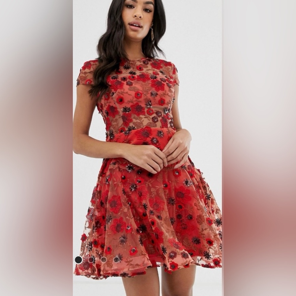 Bronx and Banco Red Floral Mini Dress
